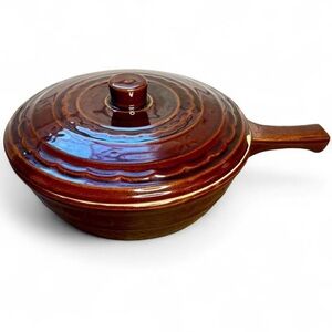 VTG Marcrest Daisy Dot Ovenproof Stoneware Casserole Pot Handle Lid CHIPPED 8.5"